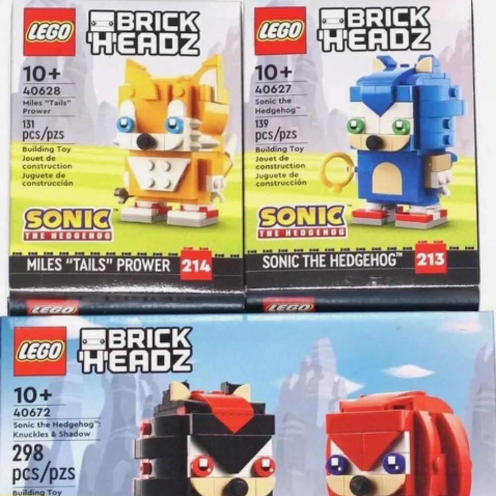 New Lot of 3 Lego BrickHeadz Sonic The Hedgehog 40627, 40628 & 40672 Retired Set